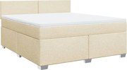vidaXL Pat continental cu saltea, crem, 180x200 cm, textil