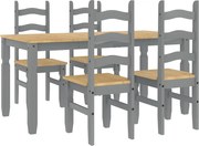 vidaXL Set de sufragerie din 5 piese Panama din lemn masiv de pin gri