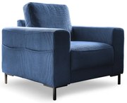 Fotoliu albastru închis cu tapițerie din catifea reiată Lofty Lilly – Miuform