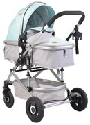 Carucior nou nascuti 2 in 1 NOVOKIDS™ Ciarra Silver PRO , Cu geanta bebe, Cadru Aluminiu , Amortizoare, Roti din cauciuc plin AVE, Landou, Modul