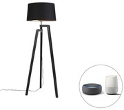 Lampă de podea inteligentă trepied cu abajur negru cu auriu 50 cm inclusiv Wif A60 - Puros