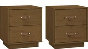 vidaXL Noptiere, 2 buc., maro miere, 40x34x45 cm, lemn masiv de pin