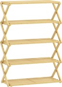 HOMCOM Suport pentru Încălțăminte din Bambus cu 5 Nivele, Fără Asamblare - Natural | Aosom Romania