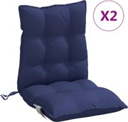 vidaXL Perne scaune cu spătar jos, 2 buc., bleumarin, textil oxford