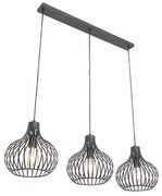 Lampă modernă suspendată neagră 3 lumini - Saffira