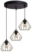 Lustră pe cablu CEED GOLD 3xE27/60W/230V d. 45 cm negru/auriu