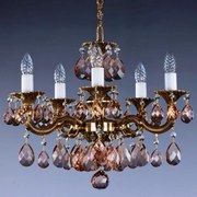 Candelabru Cristal Bohemia Exclusive 5 brate, diam.52cm JARMILA V. brass antique 8008 CE