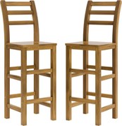 Scaune de bar OSLO cu spătare, 2 buc., 40x36x110cm, maro natural Casaria