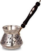 Ibric din cupru alb cu maner din lemn 520 ml CTR18