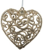 Ornament de Crăciun Carlita Heart aur, 10 x 10 x 2cm, plastic