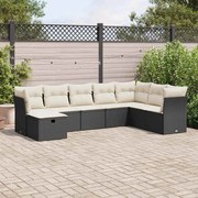 vidaXL Set mobilier de grădină cu perne, 8 piese, negru, poliratan
