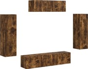 vidaXL Cabinet TV 5 pcs Stejar fumuriu