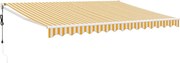 vidaXL Copertină retractabilă automată, galben și alb, 4x3 m