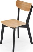 Scaun HAITI, stejar/negru, placaj/lemn, 42x52x80 cm
