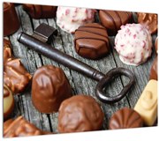 Tablou pe sticlă cu ciocolată și chei (70x50 cm)