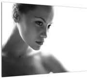 Tablou pe sticlă - Portretul femeii, alb- negru (70x50 cm)
