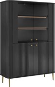 Vitrină cu patru uși Vesper 103 cm - negru / picioare aurii