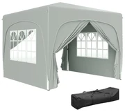 Outsunny Pavilion Pliabil cu Ferestre Laterale și Geantă de Transport, 300x300x273 cm, Gri Deschis | Aosom Romania