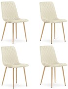 Set 4 Scaune Bucatarie/Dining Clay Catifea Bej Picioare Metalice Finisaj Lemn