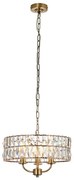 Endon 106243 - Candelabru suspendat pe lanț CLIFTON, 3 x E14, 6 W, 230 V, Ø 38,5 cm, alamă/sticlă clară