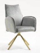 HR280 BAZĂ STEA Scaun Gray din Catifea cu Bază Aurie