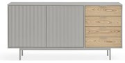 Comodă gri/în culoare naturală joasă cu aspect de lemn de stejar 159x80 cm Sierra – Teulat
