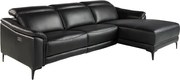 Coltar LUX design italian cu sezlong dreapta si functia relax Cowhide negru