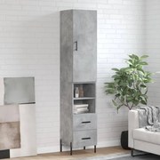 vidaXL Dulap înalt, gri beton, 34,5x34x180 cm, lemn prelucrat