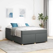 vidaXL Cadru de pat cu saltea Gri închis 140 x 200 cm țesătură