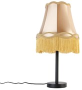 Lampa de masa clasica neagra cu abajur bunic auriu 30 cm - Simplo