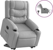 vidaXL Fotoliu electric rabatabil cu ridicare, gri deschis, textil