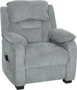 HOMCOM Fotoliu Electric Reclinabil 150° cu Suport pentru Picioare, Port USB, Fotoliu Reclinabil Silențios, Sezut Larg, Telecomandă, Funcție Memorie, din Catifea, pentru Living, Gri | Aosom Romania