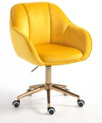 HR2055K Scaun Galbenă din Catifea cu Bază Aurie