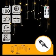 Aigostar - Ghirlandă LED de exterior pentru Crăciun, 100 LED / 6W / 230V, 8 funcții, 1,5 x 1 m, IP44, alb cald + telecomandă
