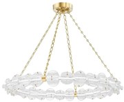 Lustra Circulara, Sticla Texturata, Design Lux, Auriu, Lindley