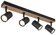 Plafoniera 4L design industrial Robby negru, maro