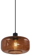 Lampă pendantă retro neagră cu sticlă bronz - Bizle