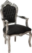 Fotoliu stil francez Ludovic al XVI-lea din lemn masiv de fag, negru