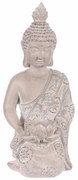 Decorațiune Statuie Buddha îngenuncheat, gri,poliresină , 25 x 24 x 57 cm