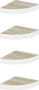 vidaXL Rafturi de perete de colț 4 buc. stejar și alb 25x25x3,8cm MDF