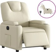 vidaXL Fotoliu rabatabil electric, crem, piele ecologică