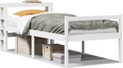 vidaXL Cadru de pat senior cu tăblie, 90x200 cm, alb, lemn masiv pin