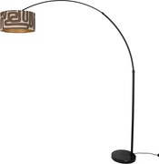 Lampă de podea neagră cu abajur cu dungi maro și bej 50 cm - XXL