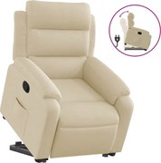 vidaXL Fotoliu rabatabil cu ridicare pe verticală, crem, textil