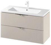 Set dulap baie suspendat 2 sertare lavoar inclus, 100 cm, casmir mat, MDF, Cersanit Tirso 1000x450 mm, Casmir mat