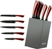 Set de cutite Edenberg EB-936, 5 piese, Otel carbon, Suport, Rosu
