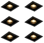 Set de 6 spoturi încastrate moderne negre reglabile - Roof