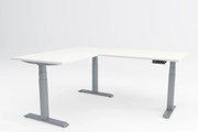 Birou cu înălțime reglabilă electric în L, Viva Upgrade, triple motor, 150 kg - Gri