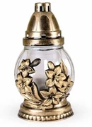 Lampă din sticlă cu decor în relief Floare, auriu