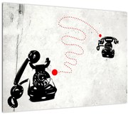 Tablou pe sticlă - Desen de telefon în stilul lui Banksy (70x50 cm)